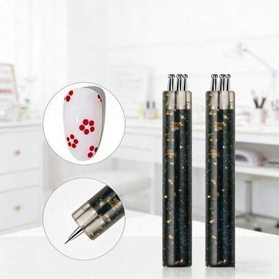 1pc Acrylic Nail Art Brush With Glossy Black Handle, Multi-Functional Nail Decoration Tool With Rhinestones For Nail Art DIY And Jewelry Creation, Available In Multiple Sizes