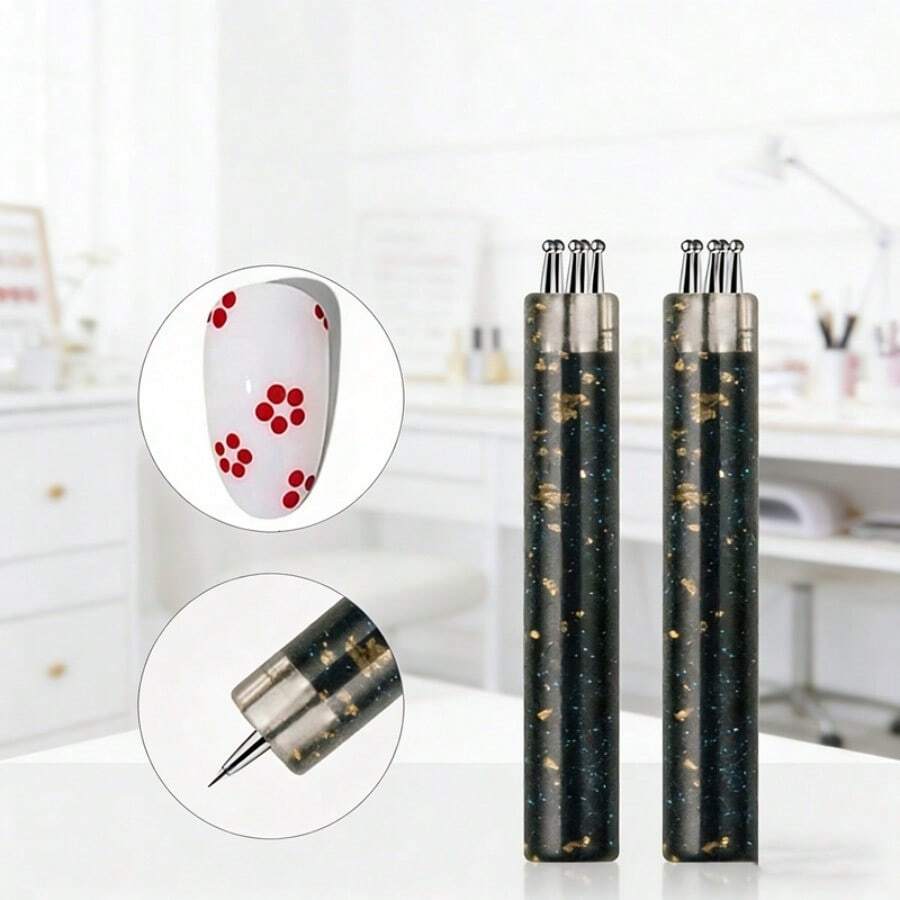 1 pieza Pincel de arte de uñas de acrílico con mango negro brillante, herramienta de decoración de uñas multifuncional con rhinestones para manualidades de arte de uñas y creación de joyas, disponible en múltiples tamaños - Multicolor - Ver 1