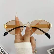Round Metal Glasses, For Women And Men, Vintage Y2K Style Fashion , Suitable For Holiday Parties And Events. - 金光茶 - 查看 6
