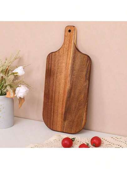 1pc Rosewood Cutting Board - Wooden Kitchen Chopping Board, Fashionable Long Handle, Solid Wood, For Cutting Meat, Cheese, Bread, Vegetables And Fruits - Charcuterie Board, Cheese Serving Board, Ideal For Food Slicing And Display, Portable Camping Cutting Board, Essential For Modern Country Kitchen. Mother's Day Gift, Housewarming Gift, Wedding Season Kitchen Supplies, Gift For Teachers, Girlfriend, Friends, Dad.