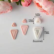 Set de 2 moldes de arcilla suave con diseño geométrico asimétrico minimalista básico, cortador de arcilla pendiente asimétrico creativo, herramienta de manualidades DIY de juego - Blanco - Ver 7