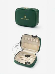 1pc Luxury Leather Jewelry Box In Green, Pink, Blue, Khaki, Suitable For Necklaces, Rings, Earrings, Anti-Oxidation Leather Material, Portable Jewelry Storage Bag For Women - Multicolor - View 6