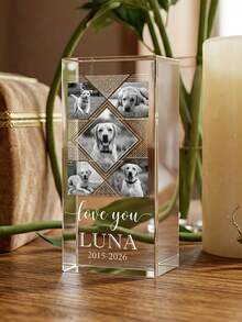 Custom Personalized 2D Pet Photo Crystal Block - "Always Remembered" Memorial Pet Keepsake With Name & Dates - Sympathy Gift For Pet Lovers - Perfect For Home Decor & Commemorative Display - Multicolor - View 9
