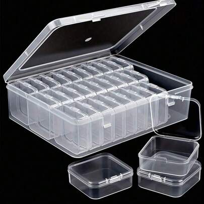 Bộ 30 hộp đựng bằng nhựa bền chắc, hộp 14 ngăn đựng trang sức, đồ thủ công và vật dụng nhỏ, bộ hộp đựng bằng nhựa trong suốt đa năng, dễ mang theo, lý tưởng cho Ngày của Mẹ, đồ thủ công tự làm, xâu hạt, làm trang sức, phụ kiện du lịch, quà tặng cho mẹ, du lịch nắng ấm, chuẩn bị cho năm học mới.