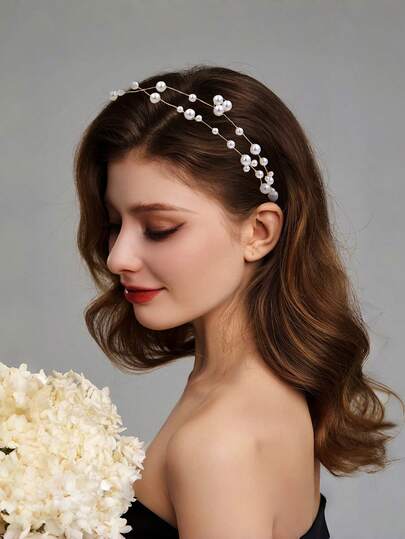 1pc Minimalist Women's Headpiece, Faux Pearl Headband, Bridal Headpiece, Women's Hair Accessory, Wedding Party & Daily Wear Hair Decoration, Women's Accessory, Hairstyle Decor, Spring/Summer Hair Accessory