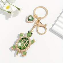 1 Piece Of Fashionable European And American Style Keychain Pendant, Fully Encrusted With Rhinestones, Luxurious, Cute, And Creative, In The Shape Of A Turtle, Suitable For Women's Car Keys, Bag Decoration, And As A Gift - Light Green - View 2