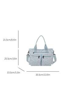 Bolso de hombro tipo tote de gran capacidad y de estilo minimalista y de moda, con múltiples bolsillos, adecuado para la escuela, el trabajo, los viajes y los negocios - Celeste - Ver 8