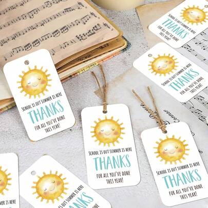 50pcs Teacher Thank You Gift Tags With Hemp Rope - "Thanks For All You've Done This Year" Hanging Labels For Gift Wrapping & Party Favor Decor - Perfect For Teacher's Day, Graduation & End-Of-Year
