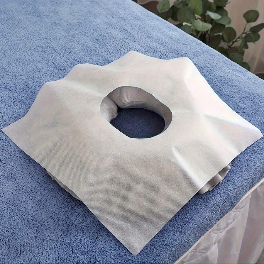 100/200pcs Disposable Non-Woven Massage Bed Hole Towel Salon Bed Face Cover Massage Chair Head Pillowcase Massage Bed And Massage Chair Beauty Spa Disposable Hole Towel - Multicolor - View 1
