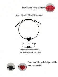 可调节心形编织手链 - 友谊饰品，男女皆宜，适合生日、婚礼、派对等场合，心形手链，时尚设计，情人节、婚礼及家居装饰，结婚纪念日，情侣手链 - 彩色 - 查看 10