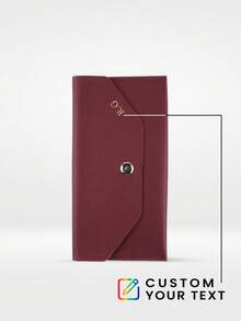 1pc Customized Gold Personalized Initial Cash Envelope Wallet - Minimalist Vegan Leather Travel Wallet, Burgundy, Travel & Holiday Gift - Multicolor - View 2