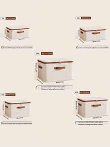 1pc Linen Fabric Storage Box With Zipper & Eyelets, Large Capacity Wardrobe Organizer Box, Foldable Bedding Storage Container, Home Essential For Closet, Under Bed Storage - Multicolor - View 2