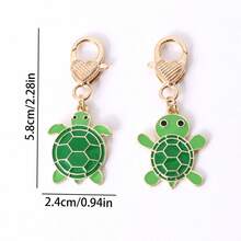 1pc Unisex Cartoon Ocean Animal Series Cute Small Turtle Metal Bag Charm, Creative Adorable Sea Turtle Keychain - Multicolor - View 3