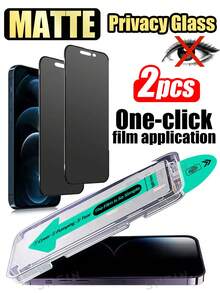 Protector de pantalla antiespia mate de 2 piezas, de fácil instalación con un solo tirón, alta transparencia sin impacto en fotografía y reproducción de video, superficie resistente a huellas dactilares, adecuado para oficina, escuela y uso al aire libre, capa amortiguadora que proporciona protección adicional contra caídas accidentales, resistente al agua, compatible con iPhone 17 Pro Max/16 Pro Max/15 Pro Max/14 Pro Max/13 Pro Max/12 Pro Max/11 Pro Max/17 Pro/16 Pro/15/14/13/12/11 Series, regalo de primavera, cumpleaños, aniversario. - 2 piezas - Ver 30