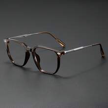 A Pair Of Stylish Glasses - Classic Square Metal Frame, Clear Lenses, Decorative Eyewear, Cyberpunk Style, Unisex - Vàng đen sáng bóng - Xem 4
