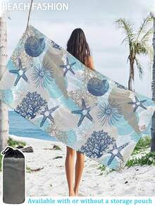 Khăn tắm biển [Siêu mềm, nhanh khô 250gsm] | Kích thước 70*140cm/90*180cm (tùy chọn) | Họa tiết san hô xanh, sao biển, vỏ sò | Khăn tắm thấm hút cao, tiện dụng, trang trí phòng tắm, khăn tắm biển | Thích hợp cho mùa hè, đi biển, bơi lội, du lịch, cắm trại, tập thể dục - San hô xanh - Xem 7
