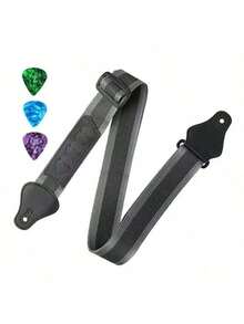 1 pieza Correa de guitarra con 3 piezas de púas de guitarra, correa de bajo con soporte para púa de guitarra, correa de nailon tejida para el hombro - Multicolor - Ver 9