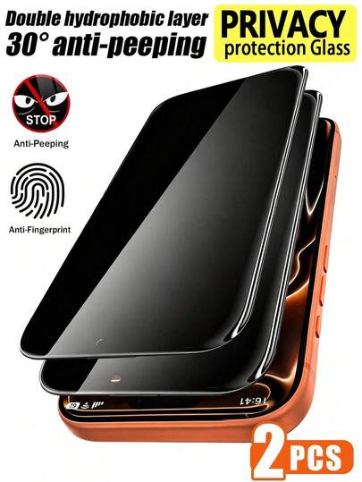 2 Packs - Privacy Screen Protector For IPhone 17 Pro Max Privacy Screen Protector Tempered Glass Compatible With 17 Pro/17Air/16 Pro Max/16 Pro/16 Plus/16/15 Pro Max/15/15 Pro/15 Plus/14 Pro Max/14/14 Pro/14 Plus/13 Pro Max/13/13 Pro/12 Pro Max/12/11 Pro Max Phone Protector, 9H+ Durable, No Bubbles, High Definition, Easy To Install, Mobile Phone Accessories, Compatible With Mobile Phone Cases