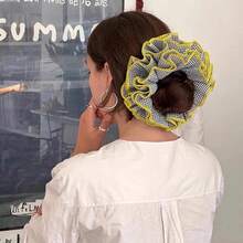 Korean Big Hair Scrunchie Women Girls Elastic Hair Tie Rope Rubber Lattice Hairband Headdress Hair Accessories Ponytail Holde - B - 查看 2