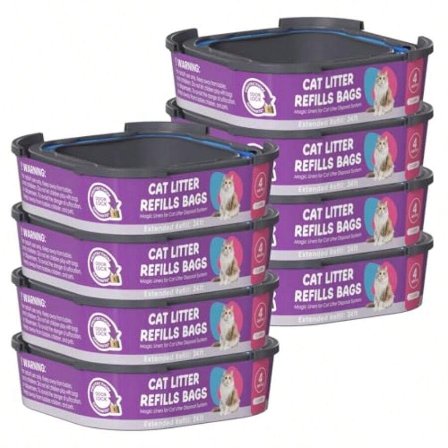 Cartucho compatible con Litter Cat Genie Standard Plus XL XL+ Recambios de cubeta 7 capas con control de olores para mascotas paquete de 8 - Paquete de 8 - Ver 1