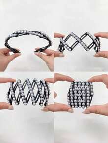 4 chiếc băng đô cài tóc kiểu Bohemian màu trơn, tối giản, chống trượt, đính ngọc trai giả, có thể gập lại, tiện lợi cất giữ và mang theo, kiểu dáng cao, thanh lịch, đa năng cho sử dụng hàng ngày, du lịch, trang điểm, phù hợp cho mọi mùa. - Có thể gập lại - Xem 4