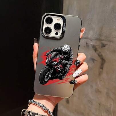 IMD银色三合一镜头保护壳，时尚黑色线条设计，适用于苹果17、16、15、14、13、12、11 Pro Max、X、XR、XS Max、8、7 Plus，带防震磨砂后盖。