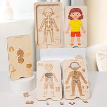 Kids Educational Multilayer Human Body Puzzle, Cognitive Developmental Toy For Early Learning, Anatomy Structure, Organs, Skeleton - Multicolor - View 9