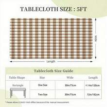 1pc Soft, Fashionable & Elegant Brown & White Plaid Tablecloth, Machine Washable & Easy To Clean, Suitable For Dining Table / Coffee Table / Desk / Picnic Table, Brightens Dining Atmosphere, Home Textile - A - View 2