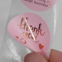 Nhãn dán "Cảm ơn" màu hồng và vàng hồng, kích thước 1.5 inch, phù hợp cho các doanh nghiệp nhỏ, bao bì sản phẩm doanh nghiệp nhỏ, nhãn dán tự dính chống thấm nước với thiết kế đẹp mắt, nhãn dán niêm phong phong bì bền chắc. - Màu Cam san hô - Xem 5