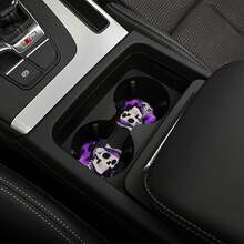 2 piezas Portavasos de coche antideslizantes con estampado de calavera, accesorios de coche minimalistas - A - Ver 2