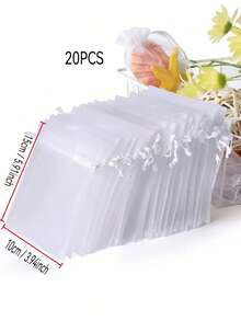 5/10/20/50/100 chiếc Túi vải organza nhiều màu, Túi đựng quà, Túi quà tặng, Đồ dùng gia đình, Túi đựng đồ bằng nylon, Đồ dùng tiệc tùng ngày lễ, Đồ dùng đám cưới, Bao bì trang trí quà tặng, Túi đựng đồ làm bánh, Bao bì phụ kiện trang sức, Túi dây rút quà tặng, Túi đựng trang sức quà tặng sinh nhật - Trắng - Xem 5