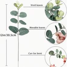 Künstliche Blume Eukalyptusblatt Dekorationsstiele - Dunkelgrün - Übersicht 1