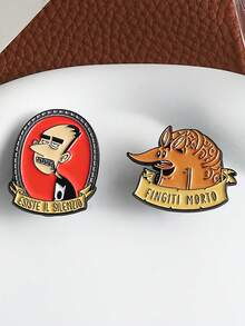 1 chiếc ghim cài áo hình nhân vật hoạt hình ngộ nghĩnh - "Esiste Il Silenzio" & "Fingiti Morto" (Hãy im lặng) - Trích dẫn tiếng Ý, ghim cài áo thời trang, huy hiệu cài áo, ghim cài túi xách, quà tặng tốt nghiệp không thể thiếu. - Nhiều màu - Xem 4