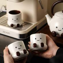120毫升迷你浓缩咖啡杯，可爱脚印图案，家用便携式咖啡牛奶杯 - 彩色 - 查看 1