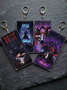 4 piezas Llaveros de acrílico con colgante de "El ejército imparable del monarca de las sombras" de Solo Leveling, estilo de texto de anime coreano, accesorios para bolsos, llaveros, regalos de fans de Solo Leveling, decoración para mochilas, regalos para fiestas, mejores regalos para niños - Multicolor - Ver 2