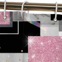 1pc/4pcs Glitter Geometric Pattern Luxury Bathroom Shower Curtain Set, Free 12 Hooks Included, Elegant Holiday Decor, Includes Bath Mat, U-Shaped Toilet Mat And Round Toilet Mat, Suitable For All Bathroom Scenarios - A - View 8