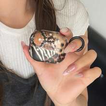 Semi-Transparent Leopard Print Patchwork + Hoop Pro 3/Pro 2/4/3/2 Case, Fashionable Women Earphone Case, Minimalist Case - Brown - View 7