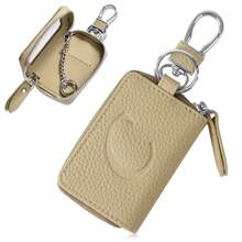Móc khóa thông minh đa năng thời trang, unisex, thiết kế dập nổi chữ, cửa sổ trong suốt, có khóa kéo, tương thích với chìa khóa thông minh, kèm móc khóa carabiner, kiểu dáng dễ thương, phù hợp cho đi làm và đi học. - Màu be - Xem 14