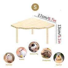 1个半圆形木制平台，适用于仓鼠栖息地、半圆形木制桌子、仓鼠玩具、仓鼠笼装饰，适合小型宠物笼景观布置玩具 - 查看 8