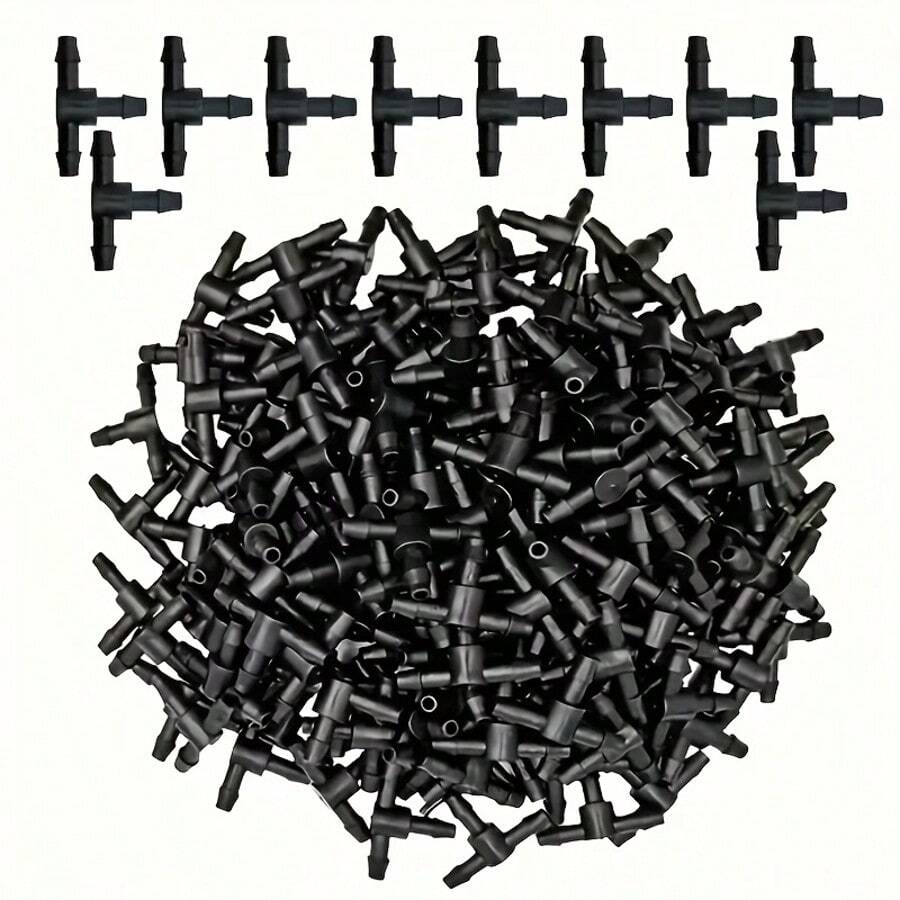 1/4英吋通用寶牙T型接頭，1/4英吋寶牙T型滴灌接頭，適用於4mm/7mm花園軟管零件，滴灌軟管接頭澆水系統