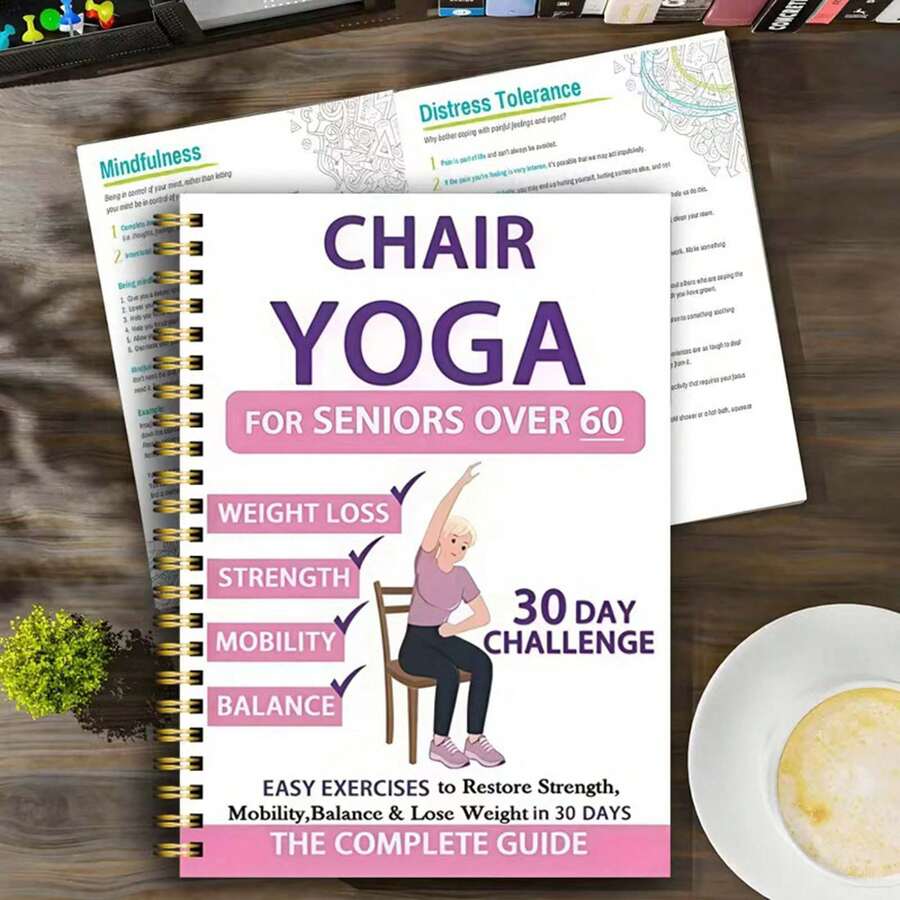 Elderly Pattern Chair Yoga Spiral Notebook Planner