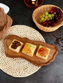 1/3pcs Handcrafted Foot-Shaped Wooden Tray, Multi-Purpose Kitchen Storage Tray, Tableware Service Tray, Breakfast Tray, Wooden Tray, Tea Tray. Suitable For Placing Cakes, Desserts, Breads, Coffees, Etc. Applicable For Restaurants, Kitchens, Desktops, And Suitable For Mother's Day, Thanksgiving, Easter And Other Holidays. - View 3