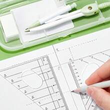 Bộ 8 compa và thước kẻ dành cho học sinh, thước tam giác, dụng cụ văn phòng phẩm chuyên nghiệp để vẽ. - Kiểu 1 - Xem 4