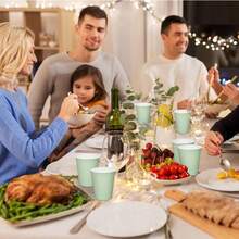 100/50/40/30/20/10 chiếc cốc giấy màu xanh lá cây nhạt, cốc đựng đồ uống lạnh và cà phê, bộ đồ ăn tiệc tùng phù hợp cho tiệc sinh nhật, đám cưới, Ngày của Mẹ. - màu xanh lá cây - Xem 8