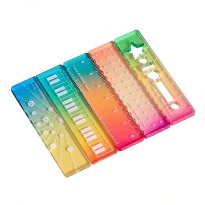 5pcs Mini Colorful Ruler, Straight Ruler For Students, Pocket-Sized Wavy Ruler