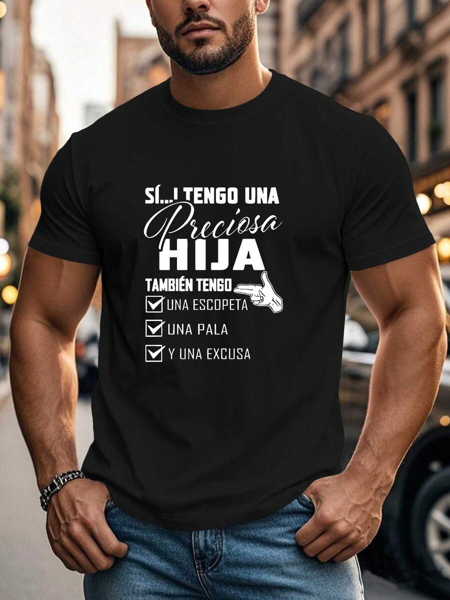 Drôle et spirituel T-shirt plissé français pour hommes en grandes tailles, GRANDES TAILLES - Noir - Voir 1