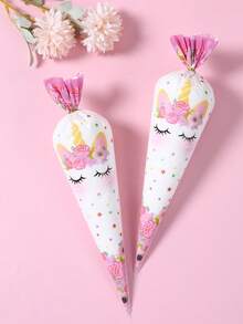 50个独角兽礼品袋，金色扎带，独角兽花朵图案锥形糖果袋，独角兽节日活动派对用品礼品包装袋，一周岁生日派对用品，女宝宝迎婴派对装饰，性别揭晓派对装饰，三角形礼品包装袋，零食糖果派对回礼袋，独角兽主题派对装饰，婚礼装饰，新娘送礼会装饰，派对回礼用品 - 獨角獸A - 查看 7