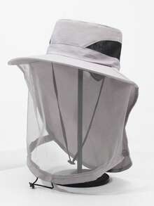 1pc Unisex Fishing Hat, Face Shielding Sun Protection Breathable Mesh Veil, Night Fishing Insect & Bee Proof Beekeeper Hat, Outdoor Personal Protective Equipment, Quick-Dry Fishing Sun Hat - A - View 1