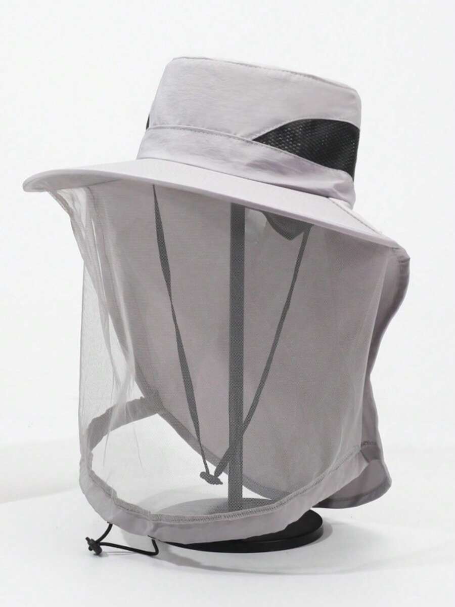 1pc Unisex Fishing Hat, Face Shielding Sun Protection Breathable Mesh Veil, Night Fishing Insect & Bee Proof Beekeeper Hat, Outdoor Personal Protective Equipment, Quick-Dry Fishing Sun Hat - A - View 1