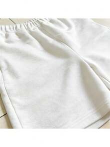 Conjunto para hombre casual urbano con estampado gráfico y letras tela cómoda ajuste holgado cuello redondo manga corta primavera verano uso diario camiseta y shorts - Blanco 1 - Ver 5